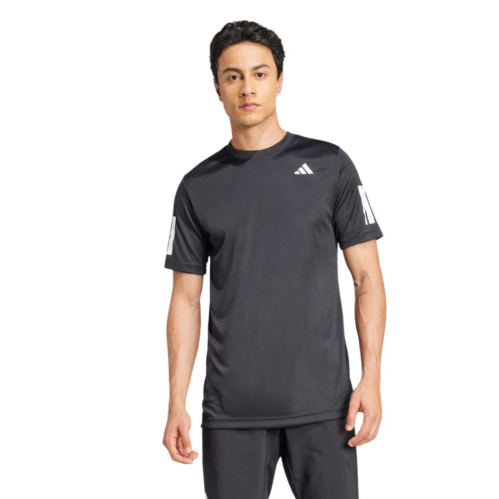 Adidas Club 3-Stripe T-Shirt Heren Zwart - Image 2