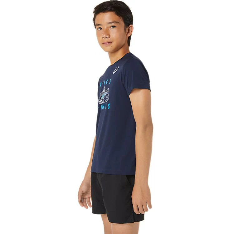 Asics Boys T-Shirt Graphic SS Top Jongens Blauw - Image 3