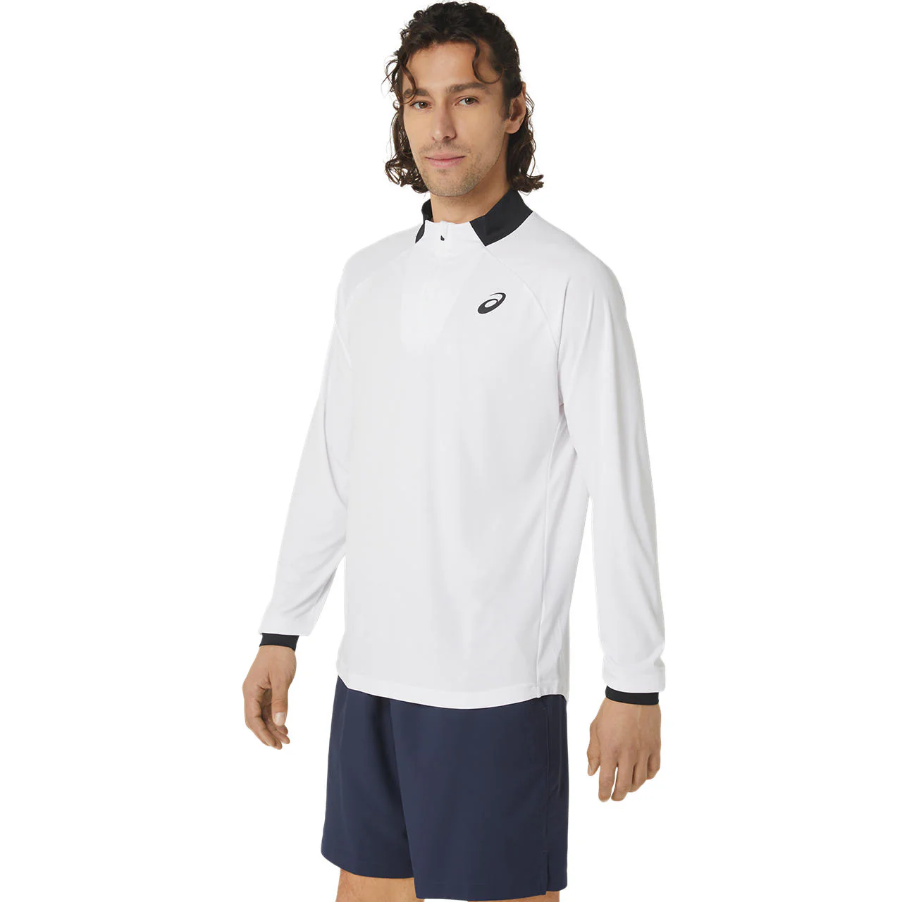 Asics Jacket Court LS Half Zip Heren Wit Zwart - Image 3