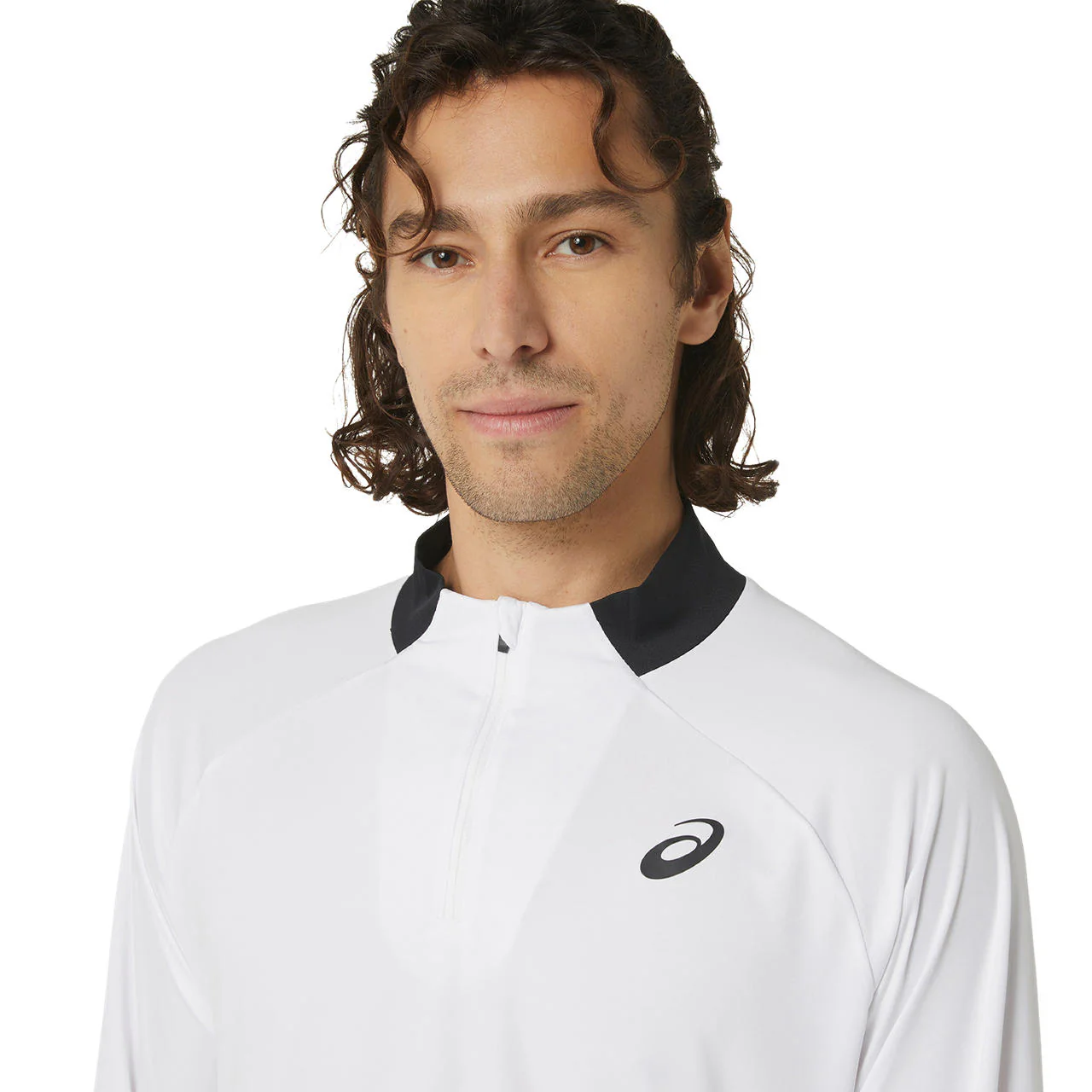 Asics Jacket Court LS Half Zip Heren Wit Zwart - Image 4