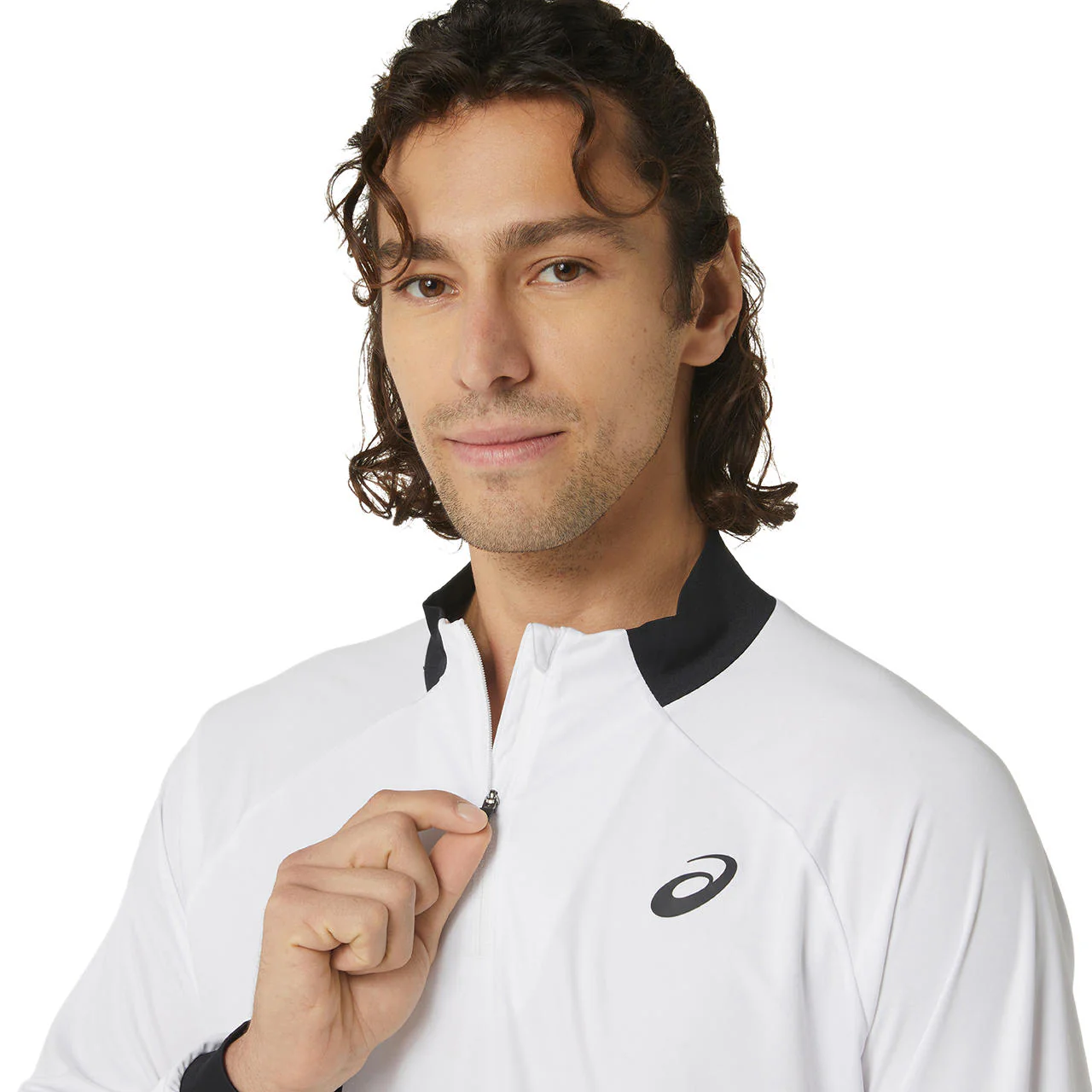 Asics Jacket Court LS Half Zip Heren Wit Zwart - Image 5
