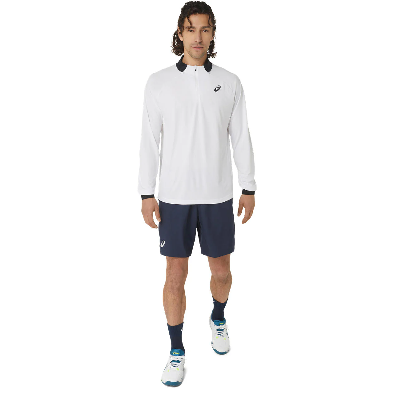 Asics Jacket Court LS Half Zip Heren Wit Zwart - Image 6