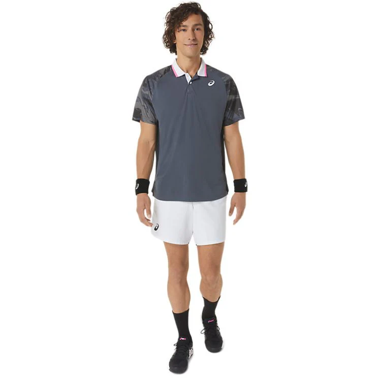 Asics Poloshirt Court Graphic Heren Grijs - Image 6