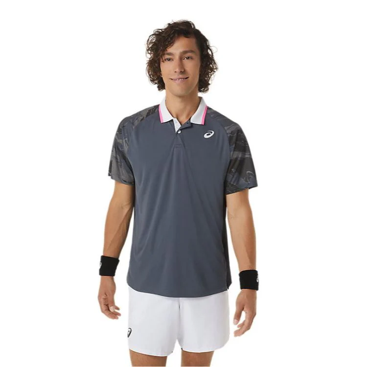Asics Poloshirt Court Graphic Heren Grijs - Image 7