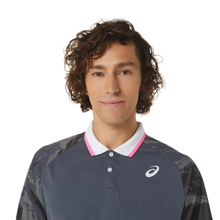 Asics Poloshirt Court Graphic Heren Grijs - Image 9