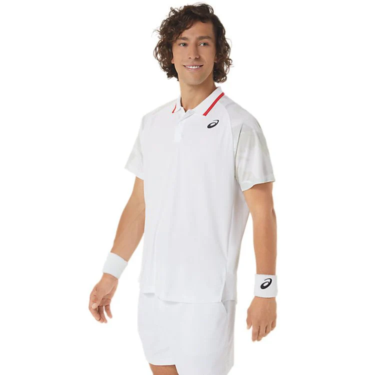 Asics Poloshirt Court Graphic Heren Wit - Image 3