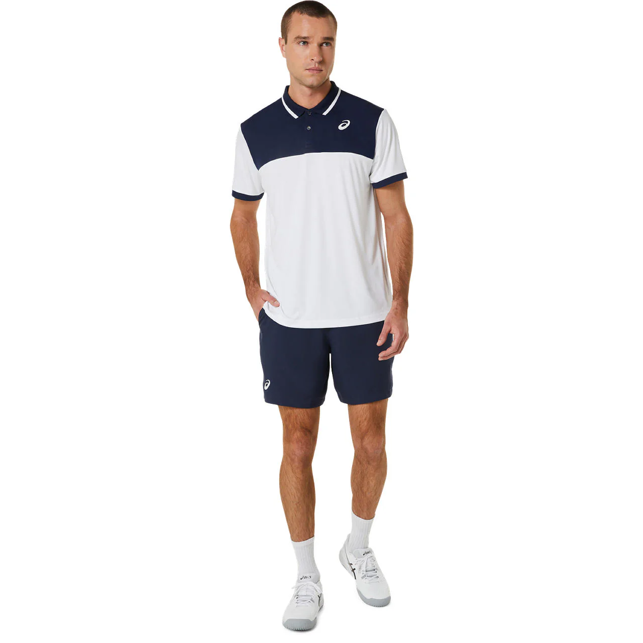 Asics Poloshirt Court Heren Wit Blauw - Image 6