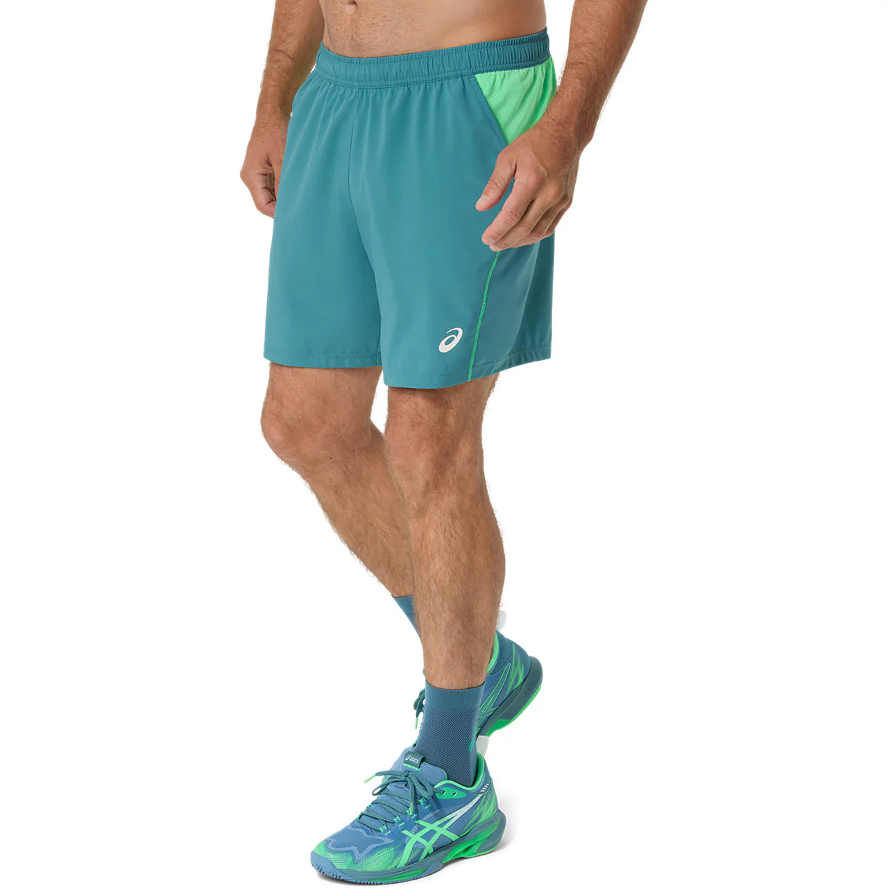 Asics Short Padel Court 7IN Heren Blauw Groen - Image 3