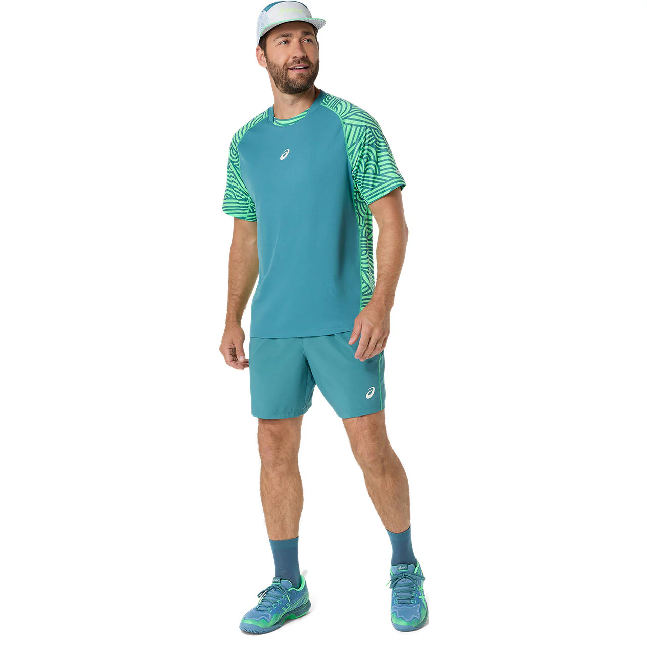 Asics Short Padel Court 7IN Heren Blauw Groen - Image 8