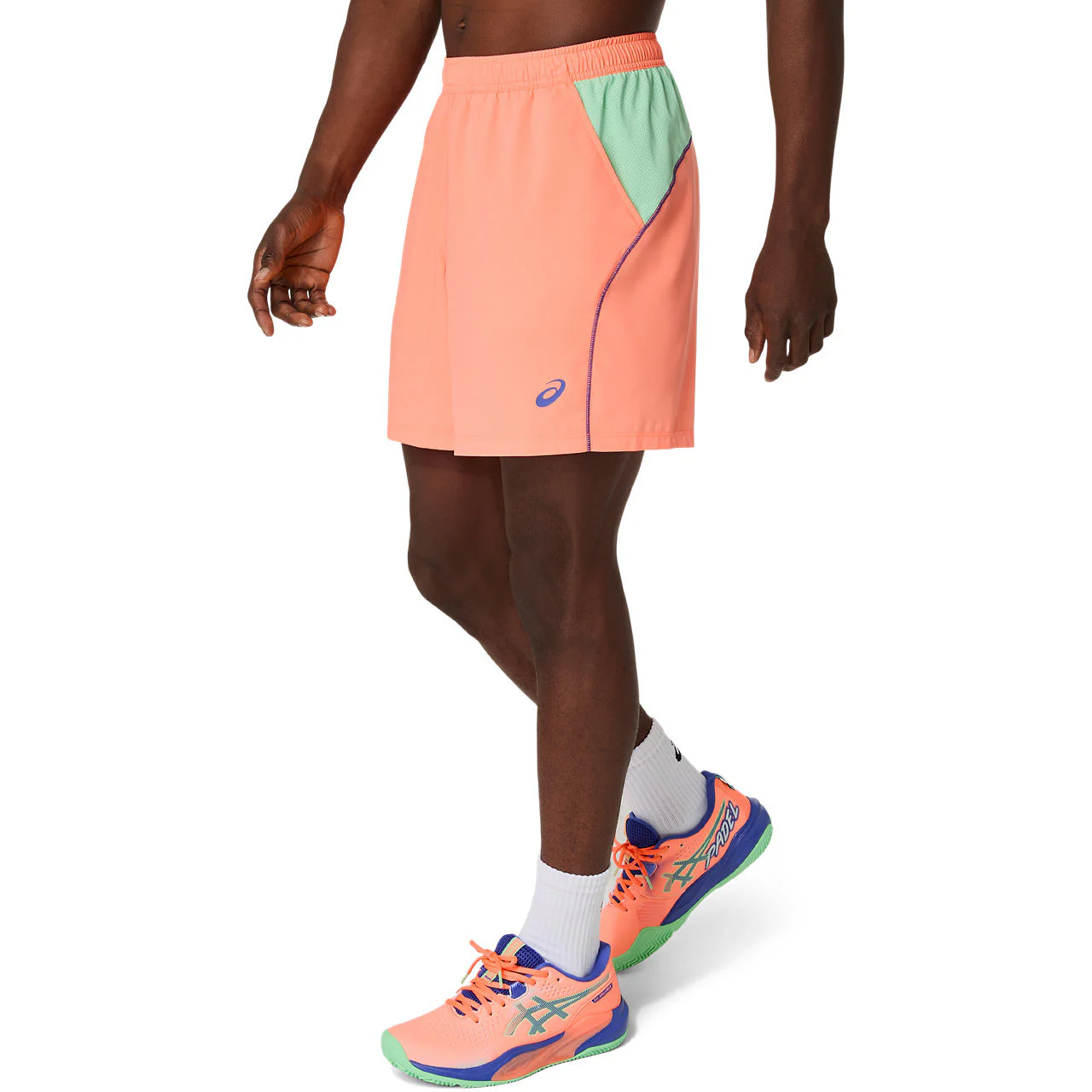 Asics Short Padel Court 7IN Heren Oranje Groen - Image 3
