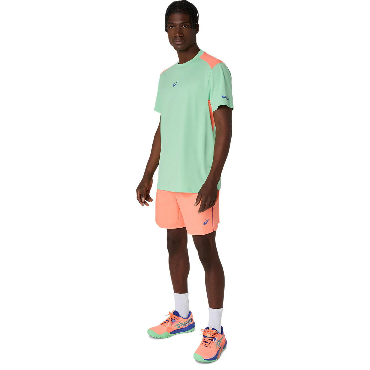 Asics Short Padel Court 7IN Heren Oranje Groen - Image 7