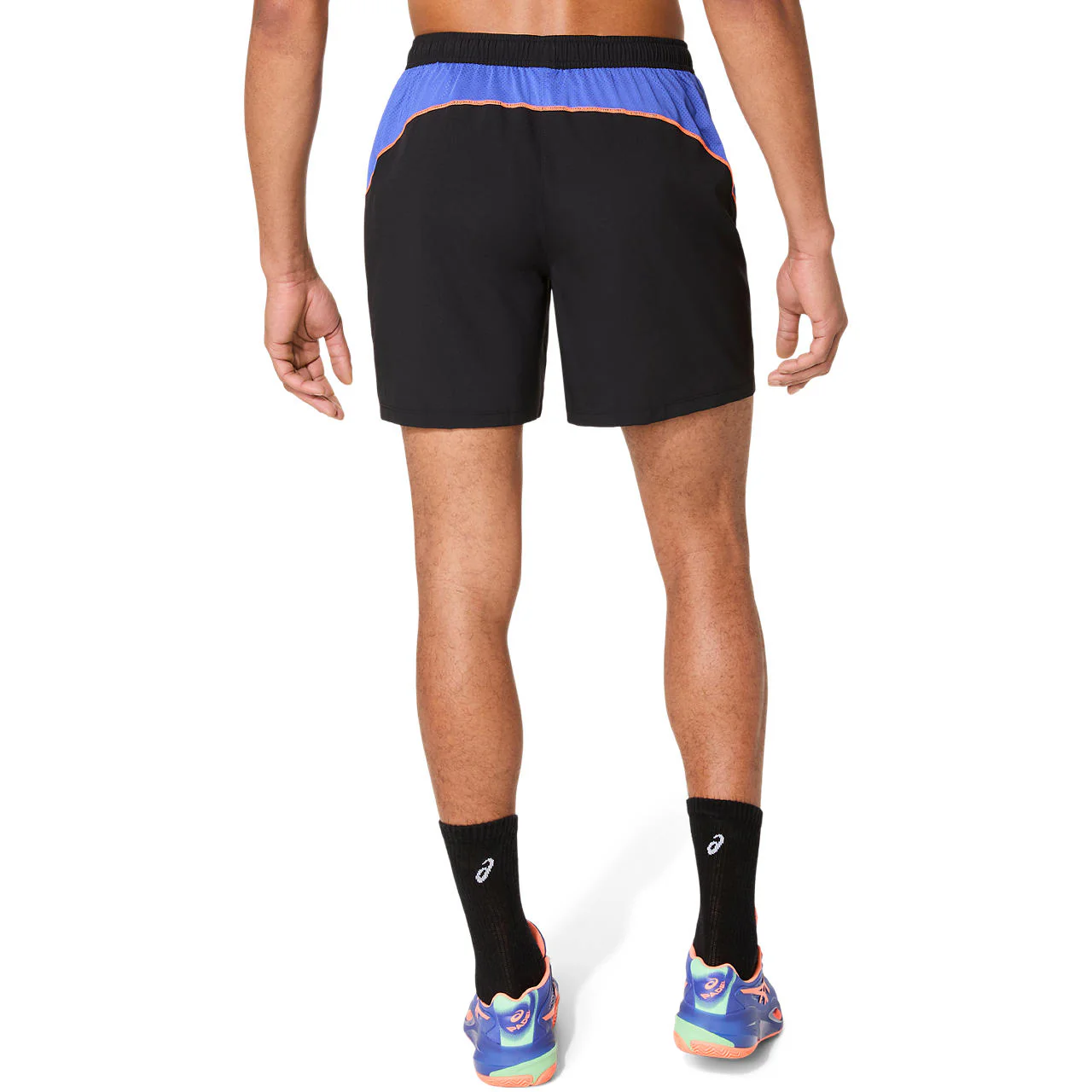 Asics Short Padel Court 7IN Heren Zwart Blauw Oranje - Image 2