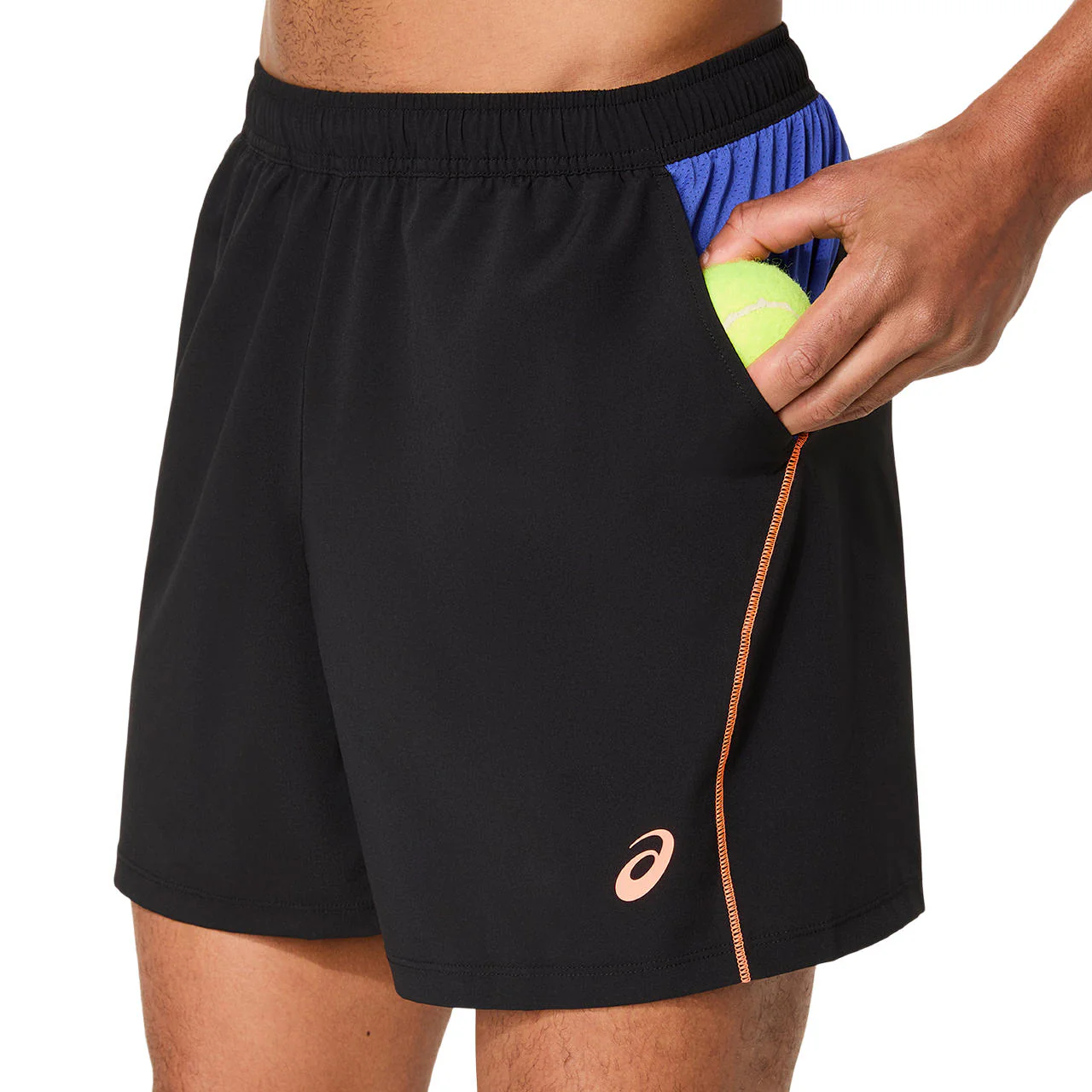 Asics Short Padel Court 7IN Heren Zwart Blauw Oranje - Image 4