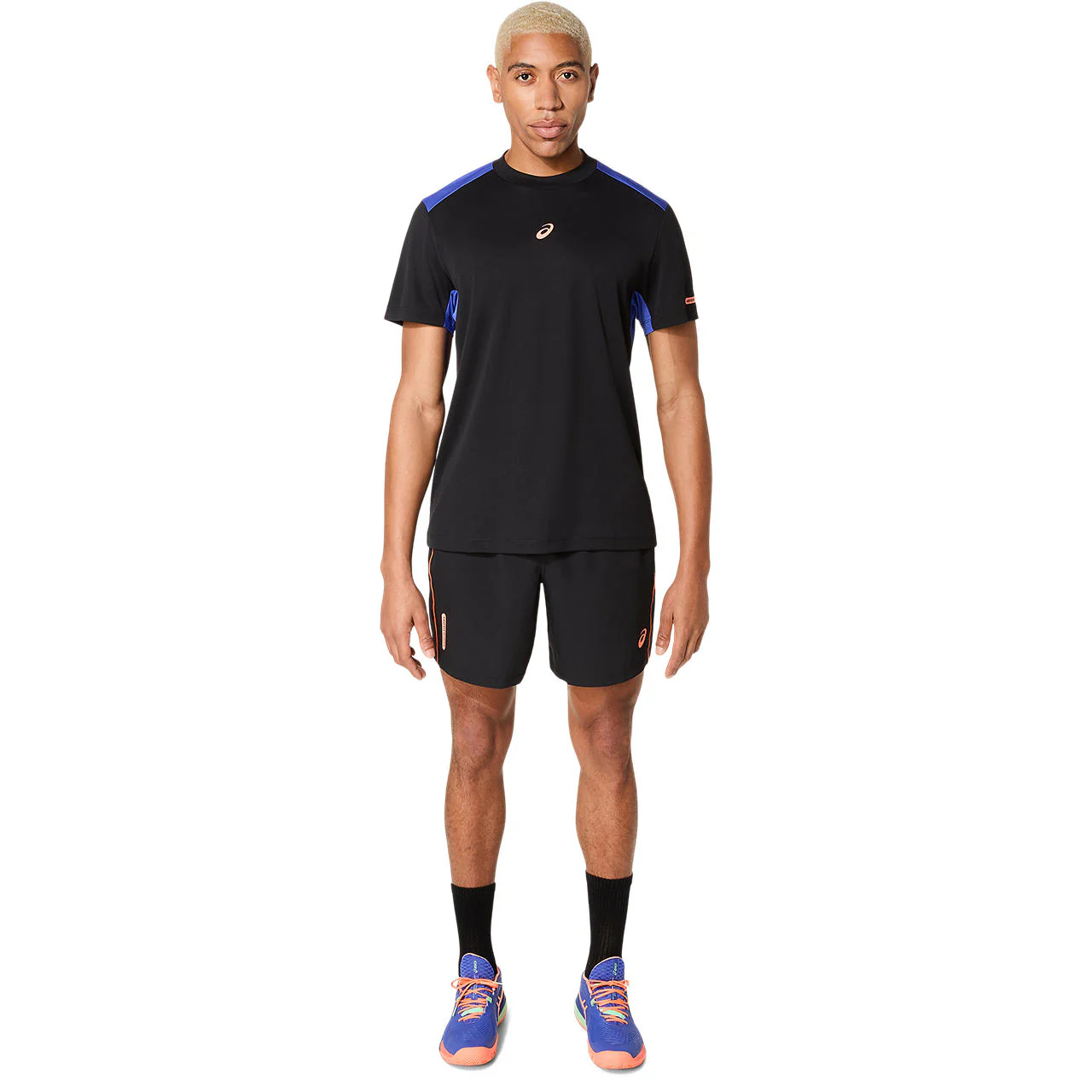 Asics Short Padel Court 7IN Heren Zwart Blauw Oranje - Image 7
