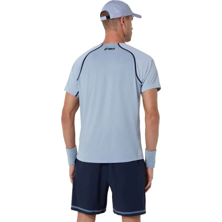 Asics T-Shirt Match SS Top Heren Grijs Blauw - Image 2
