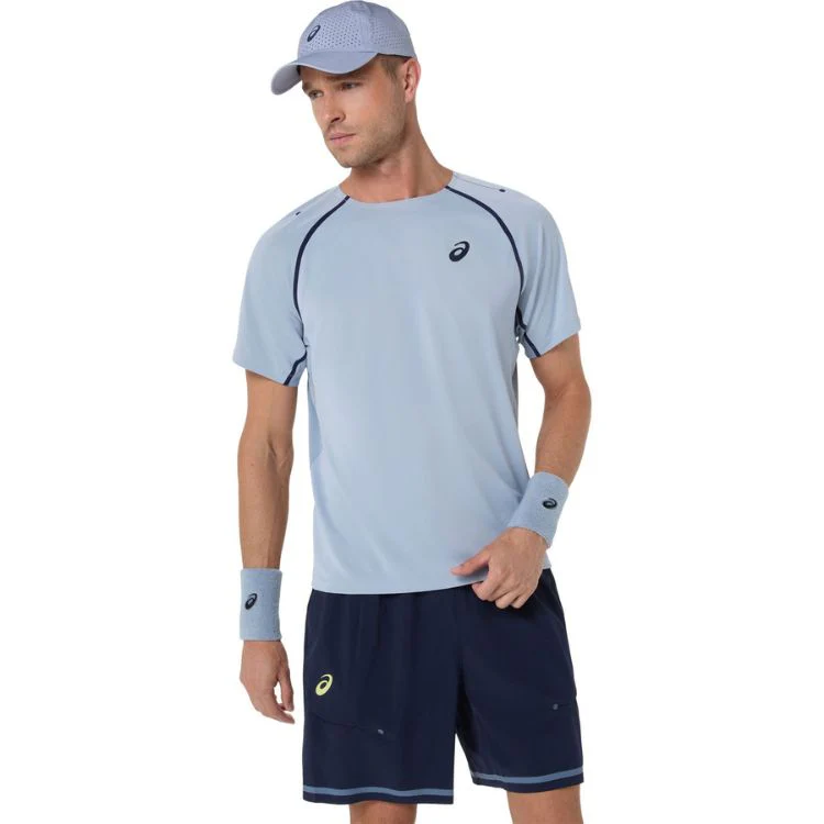 Asics T-Shirt Match SS Top Heren Grijs Blauw - Image 3