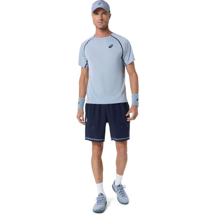 Asics T-Shirt Match SS Top Heren Grijs Blauw - Image 5