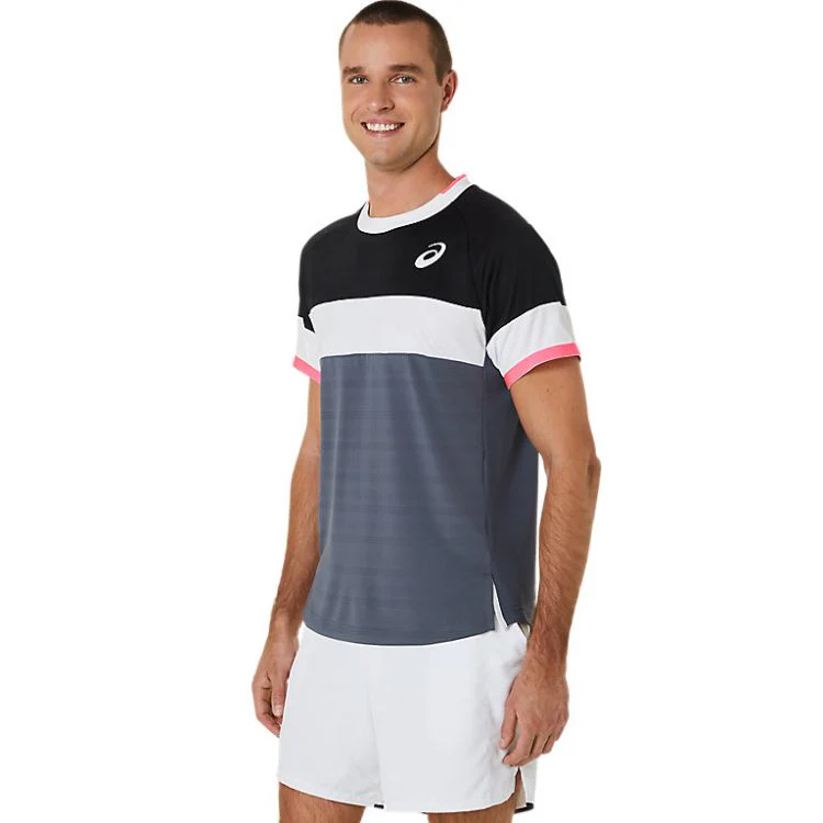Asics T-Shirt Match SS Top Heren Zwart Grijs Wit - Image 3
