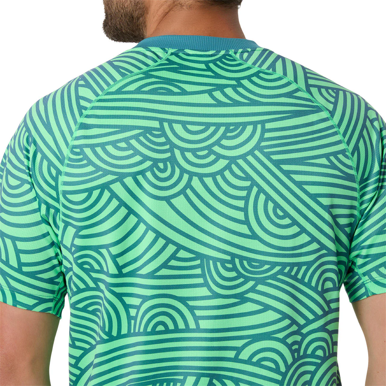 Asics T-Shirt Padel Court All Over Print SS Top Heren Blauw Groen - Image 5