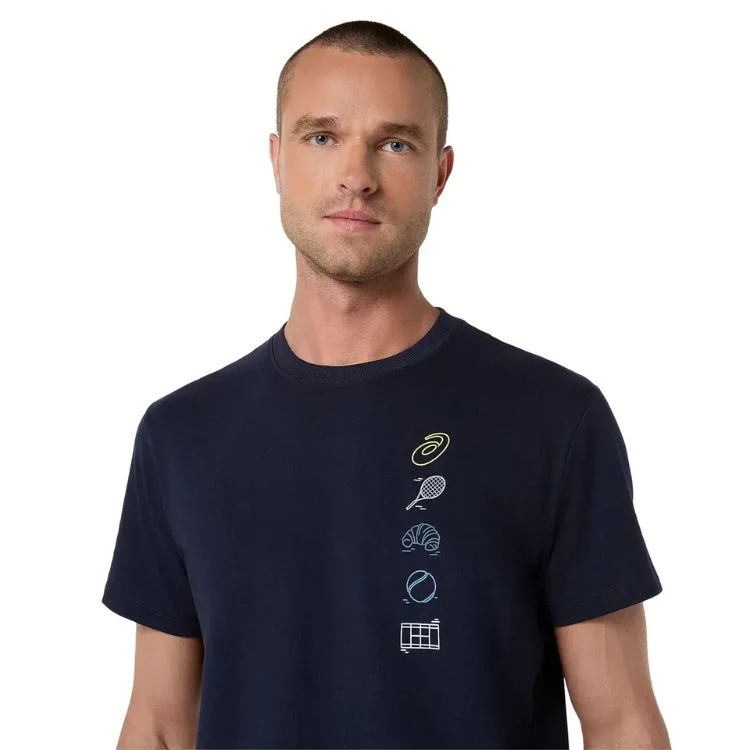 Asics T-Shirt Seasonal Graphic Tee Heren Navy - Image 3