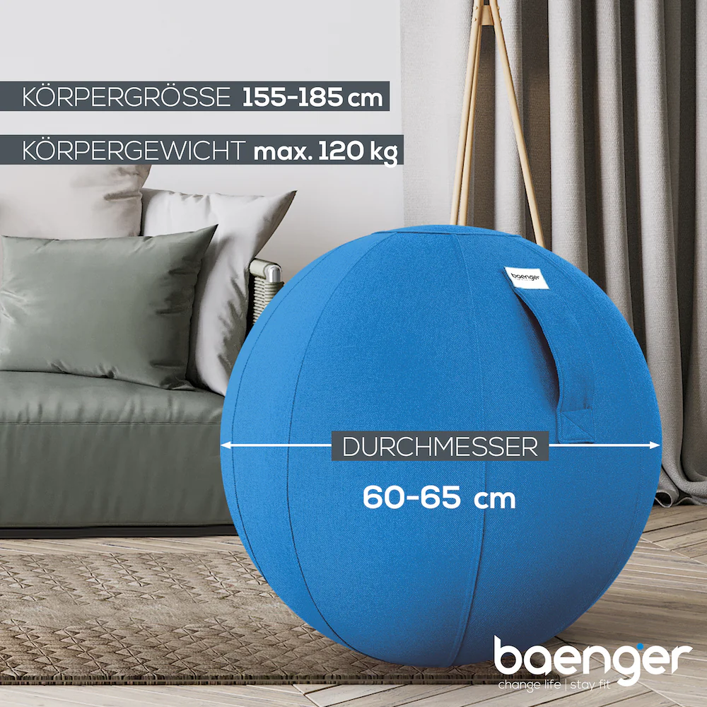 Baenger Fitness Yoga Bal Exercise Ball Gym Bal - incl wasbare hoes - incl pomp - Geel - Image 3