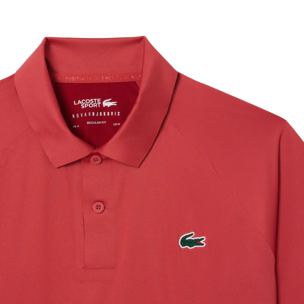 Lacoste Polo Shirt Sport Novak Djokovic Ultra-Dry Heren Roze Rood - Image 3