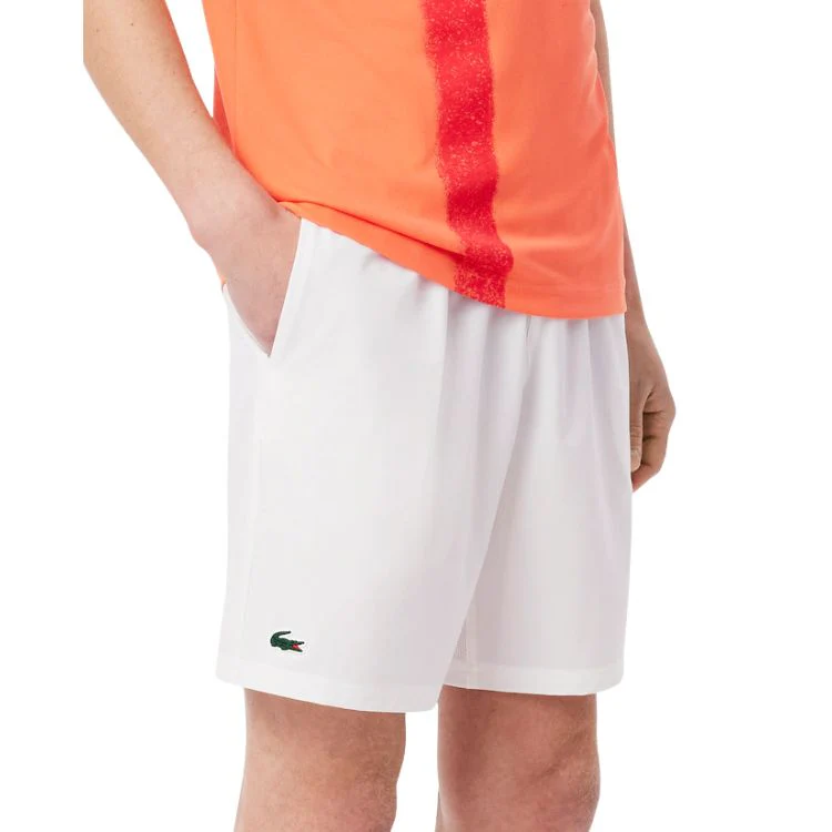 Lacoste Short Sport Novak Djokovic Stretch Heren Wit Oranje - Image 3