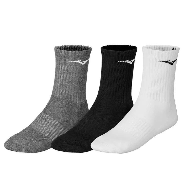 Mizuno Sokken Training Unisex Zwart-Grijs-Wit 3 Pack