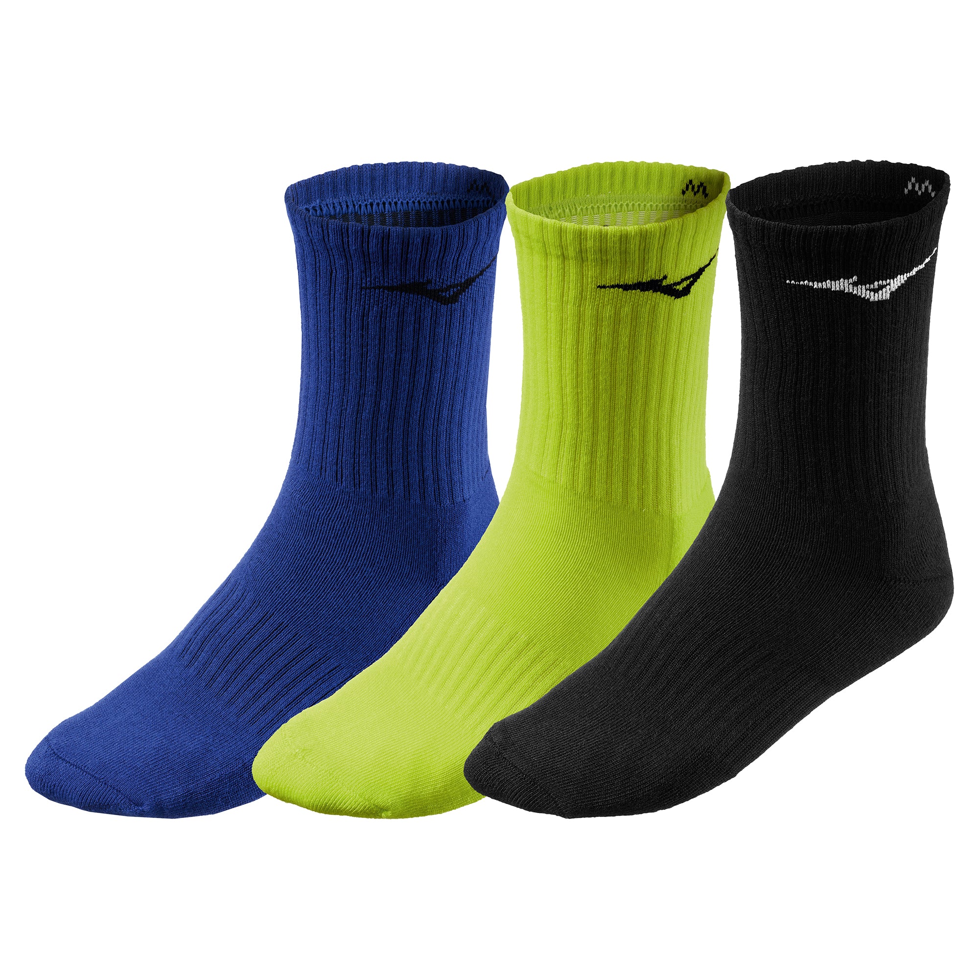 Mizuno Sokken Trainings Unisex Zwart-Groen-Blauw 3 Pack