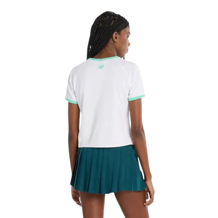 New Balance T-Shirt Practice Dames Wit Groen - Image 2