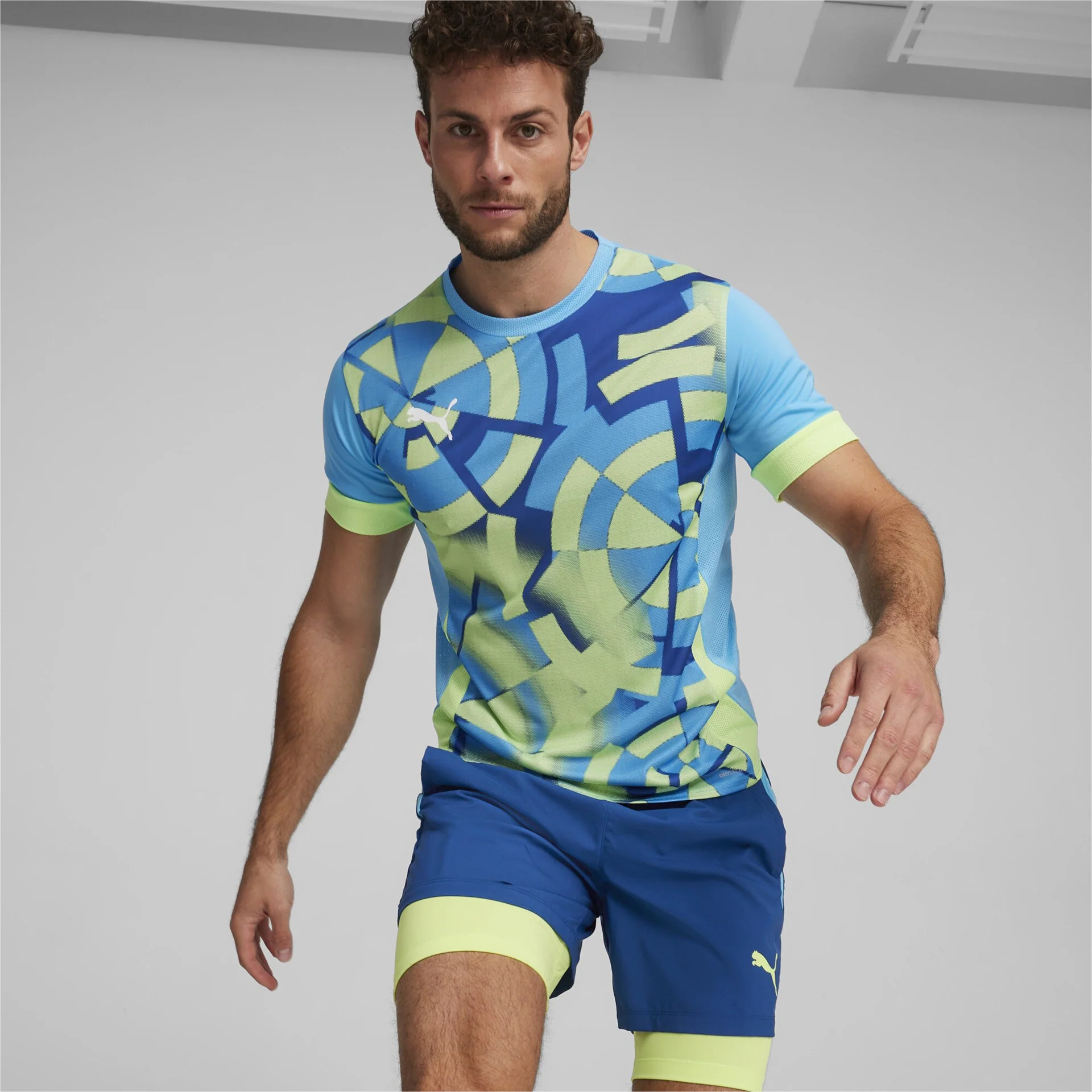 Puma Individual Goal Graphic Jersey Shirt Heren Blauw Groen - Image 3